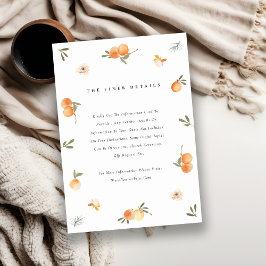 Tarjeta De Recepción Naranja Cute Floral Boho Boda Botánico Detalle