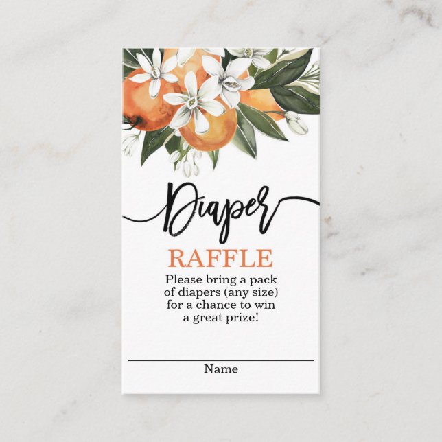 Tarjeta De Recepción Naranja Cuties Diaper Raffle (Anverso)