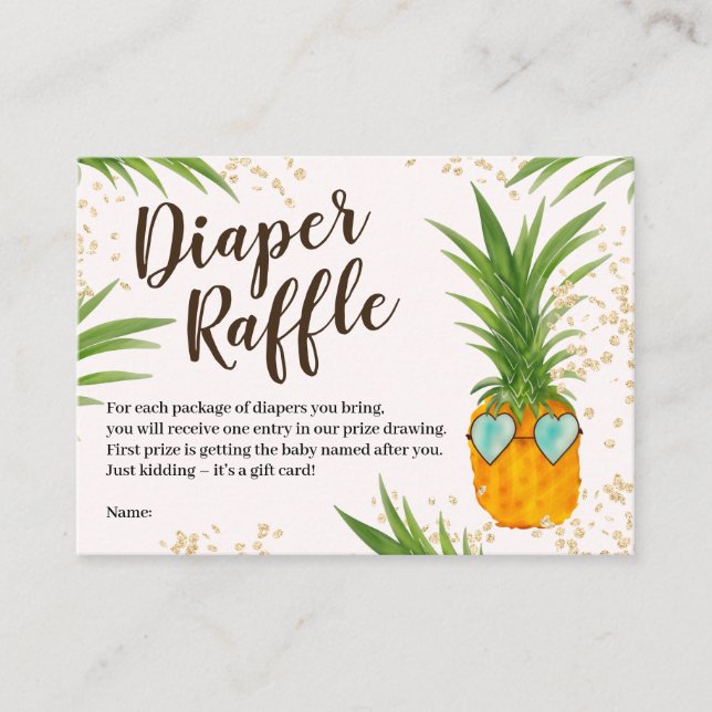 Tarjeta De Recepción Naranja Cutto piña acuarela diapé rifa (Anverso)
