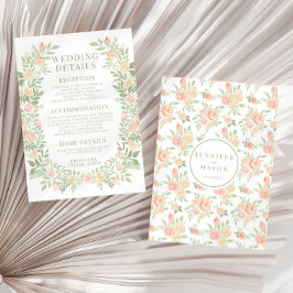 Tarjeta De Recepción Naranja de acuarela detalles de boda floral Tarjet