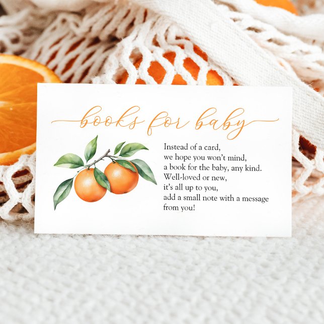 Tarjeta De Recepción Naranja de acuarela Libros Baby Shower para bebé (Subido por el creador)