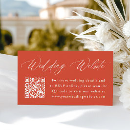 Tarjeta De Recepción Naranja de caligrafía moderna Boda sitio web códig
