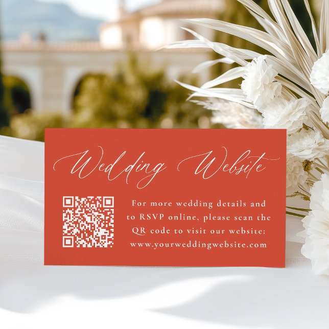 Tarjeta De Recepción Naranja de caligrafía moderna Boda sitio web códig (Subido por el creador)