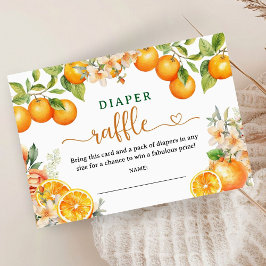 Tarjeta De Recepción Naranja de Citrus Baby Shower Diaper Raffle Gabine