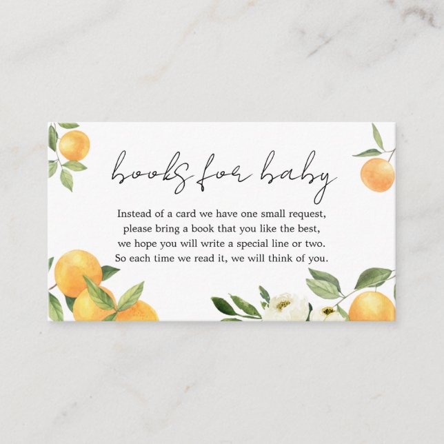 Tarjeta De Recepción Naranja de Citrus Botánico Pequeño Libro de Cutie  (Anverso)