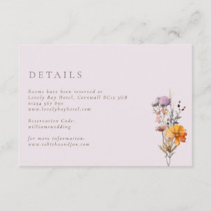 Tarjeta De Recepción Naranja de otoño y Boda Purple Wildflowers
