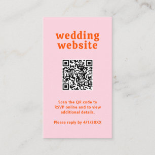 Tarjeta De Recepción Naranja de tipos de letra retro y Boda moderno de