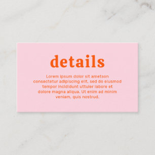 Tarjeta De Recepción Naranja de tipos de letra retro y Boda rosa modern