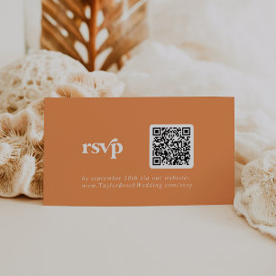 Tarjeta De Recepción Naranja de verano retro código QR RSVP