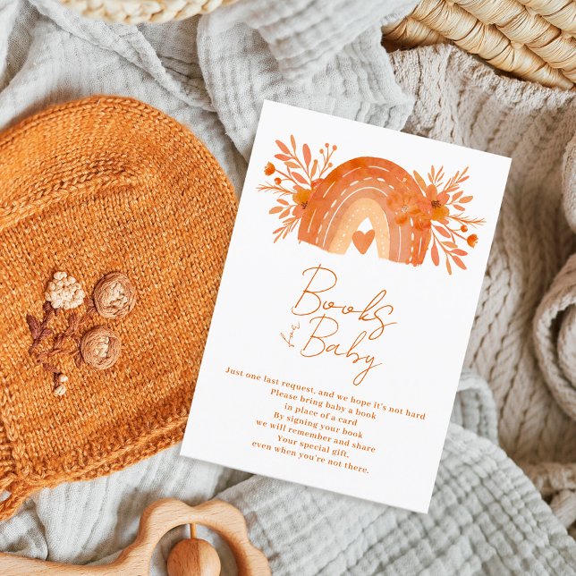 Tarjeta De Recepción Naranja del arcoiris floral Boho trae un libro (Subido por el creador)