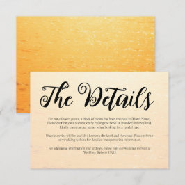 Tarjeta De Recepción Naranja dorado verano olas de mar boda