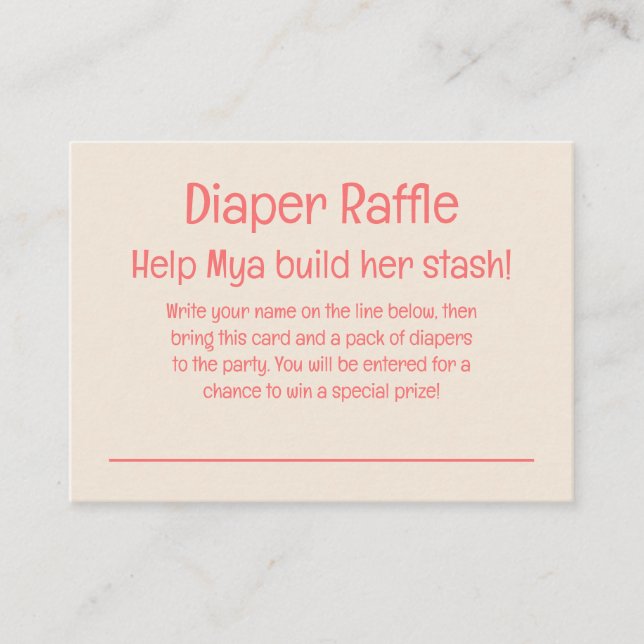 Tarjeta De Recepción Naranja Floral Diaper Raffle Instrucciones y entra (Anverso)