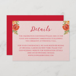 Tarjeta De Recepción Naranja flores amarillas detalles de bodas chinos