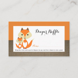 Tarjeta De Recepción Naranja Fox Burlap Baby Shower Diaper Ticket