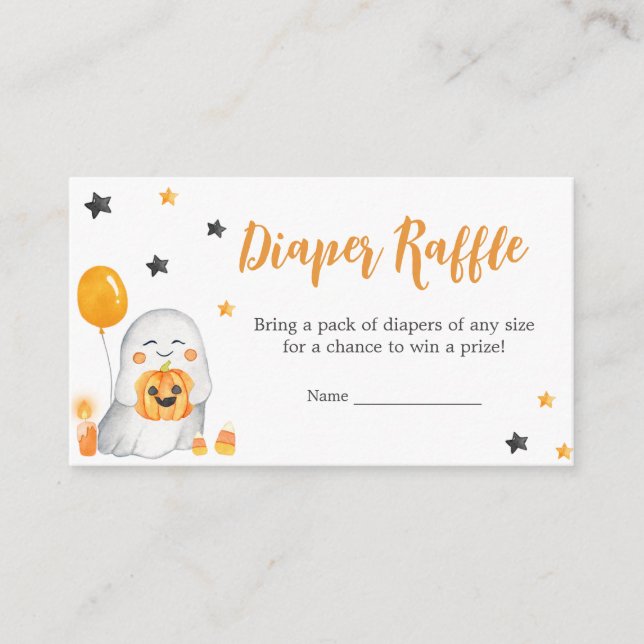 Tarjeta De Recepción Naranja Halloween Baby Shower Diaper Raffle (Anverso)