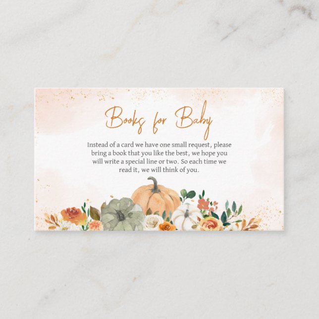 Tarjeta De Recepción Naranja libros de calabaza floral de otoño para be (Anverso)