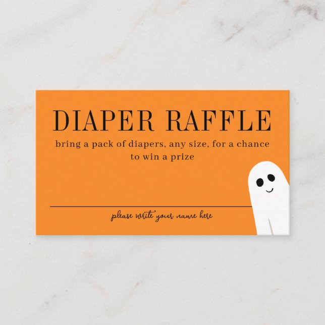 Tarjeta De Recepción Naranja Little Boo Baby Shower Diaper Raffle (Anverso)