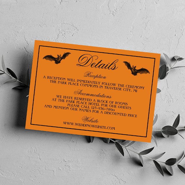 Tarjeta De Recepción Naranja malvado de Halloween Boda gótica negra (Subido por el creador)