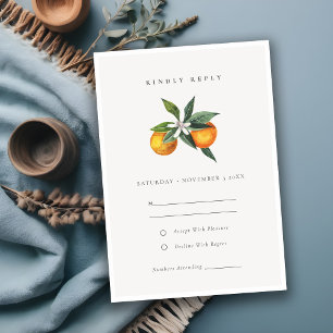 Tarjeta De Recepción Naranja mínimo Boho Boho Wedding RSVP