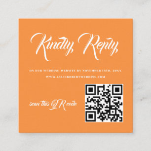 Tarjeta De Recepción Naranja moderno de Sunset QR RSVP