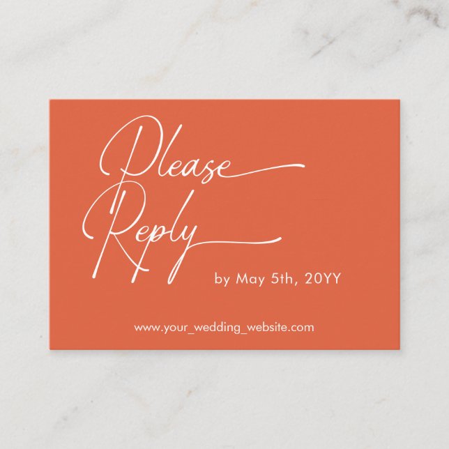 Tarjeta De Recepción Naranja moderno en negrita Asistencia Código QR Ta (Anverso)