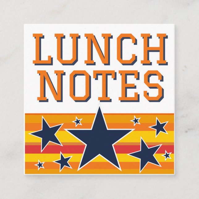 Tarjeta De Recepción Naranja Navy Star Lunch Notes (Anverso)