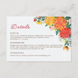 Tarjeta De Recepción Naranja Pastel Primavera Amarilla Dahlia Boda