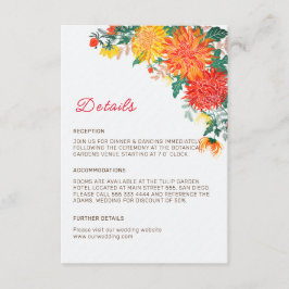 Tarjeta De Recepción Naranja Pastel Primavera Amarilla Dahlia Boda