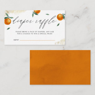 Tarjeta De Recepción Naranja Pequeño Guión Cutie Diaper Raffle Ticket
