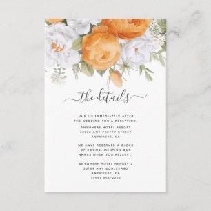 Tarjeta De Recepción Naranja Piper White Ranunculus Florals