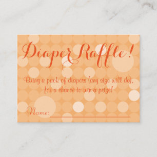 Tarjeta De Recepción Naranja Polka Dot Baby Shower Diaper Raffle Ticket