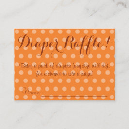Tarjeta De Recepción Naranja Polka Dot Baby Shower Diaper Raffle Ticket