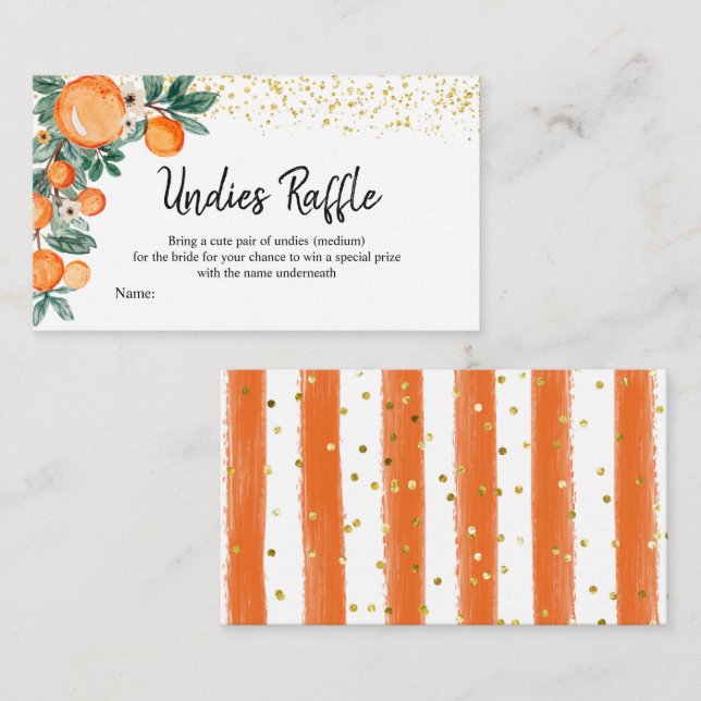 Tarjeta De Recepción Naranja principal apretón ducha de novia Undies Ra (Anverso / Reverso)