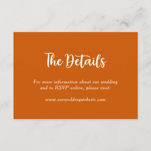 Tarjeta De Recepción Naranja Quemado Boda Botánico Floral Nombre de la 