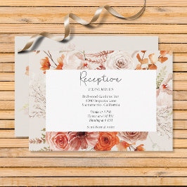 Tarjeta De Recepción Naranja Quemado Boho Arco Floral Monograma Beige