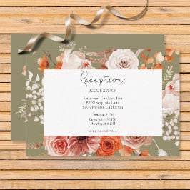 Tarjeta De Recepción Naranja Quemado Boho Arco Floral Monograma Sage