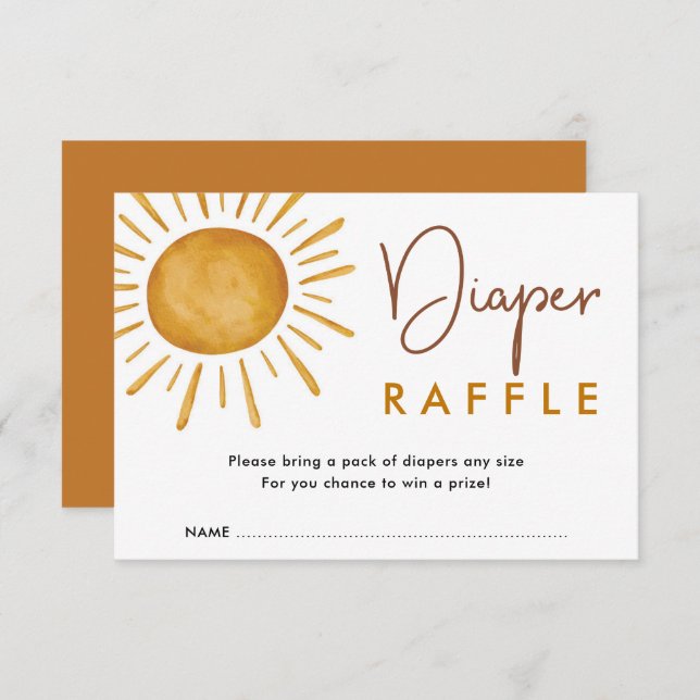 Tarjeta De Recepción Naranja quemado Boho Sunshine Diaper Raffle (Anverso / Reverso)