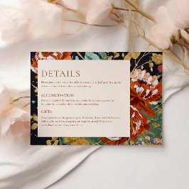 Tarjeta De Recepción Naranja quemado Peonies Boda de pintura con flores