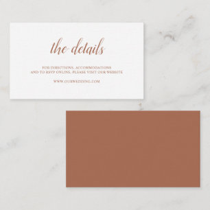 Tarjeta De Recepción Naranja quemado Rust Terracotta Elegante Boda