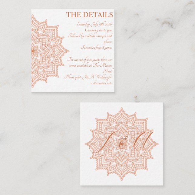 Tarjeta De Recepción Naranja quemado Sunrise Mandala Summer Fall (Anverso / Reverso)