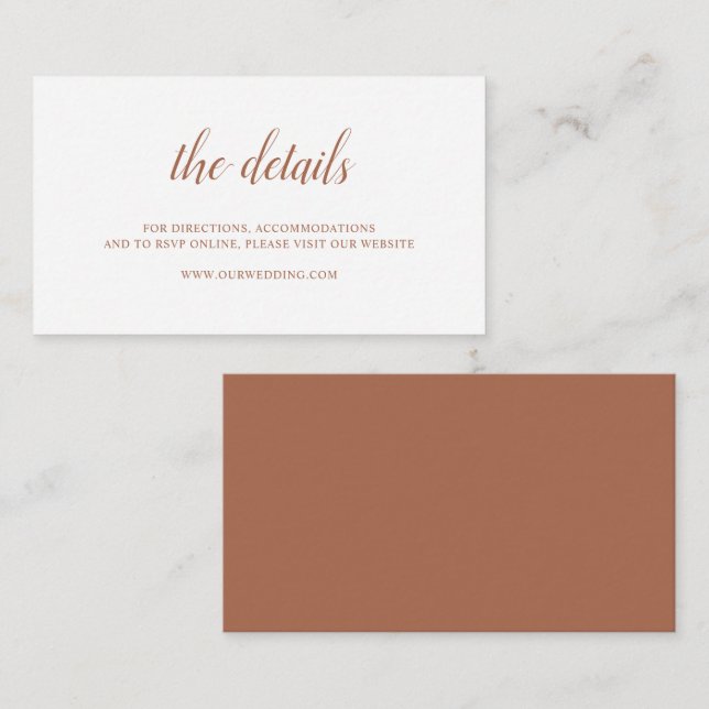Tarjeta De Recepción Naranja Quemado Terracota Elegante Boda (Anverso / Reverso)