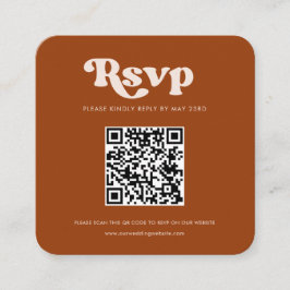 Tarjeta De Recepción Naranja retro retro con estilo código QR respuesta