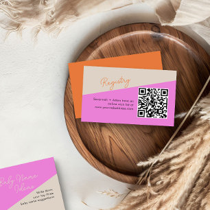 Tarjeta De Recepción Naranja rosa brillante Tricolor Código QR Registro