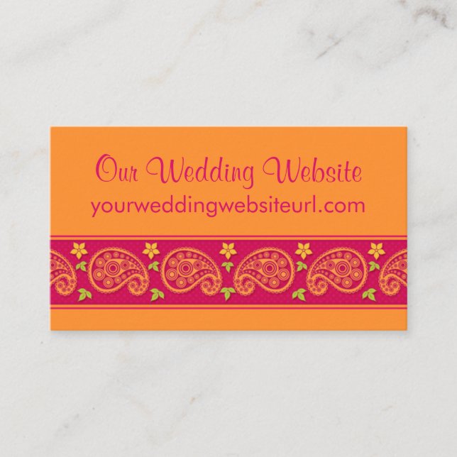 Tarjeta De Recepción Naranja Rosa Paisley Boda Floral Insertar (Anverso)