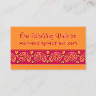 Tarjeta De Recepción Naranja Rosa Paisley Boda Floral Insertar