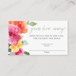 Tarjeta De Recepción Naranja rosa peony baby ducha adivina cuántos