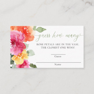 Tarjeta De Recepción Naranja rosa peony baby ducha adivina cuántos