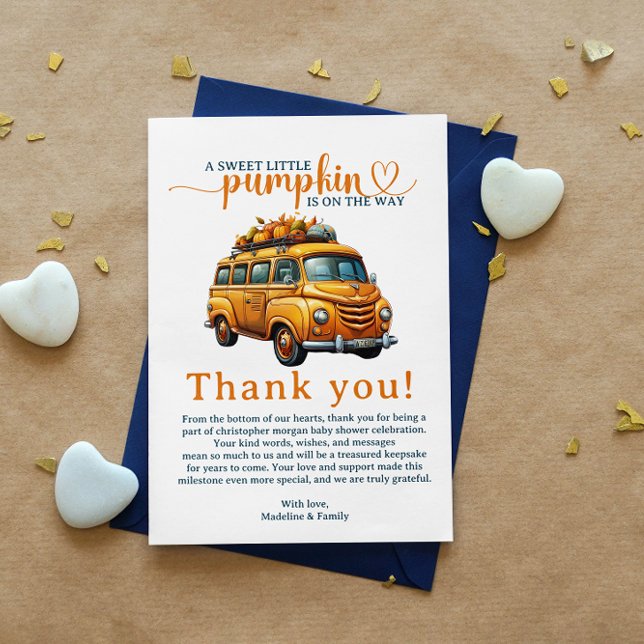 Tarjeta De Recepción Naranja Rústico Camión Pequeña Calabaza Baby Showe (Subido por el creador)
