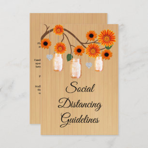 Tarjeta De Recepción Naranja Rústico Floral Mason Jar Medidas de seguri