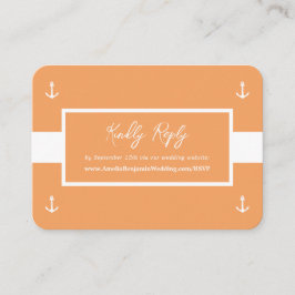 Tarjeta De Recepción Naranja Sitio web Patrón Náutico Boda RSVP